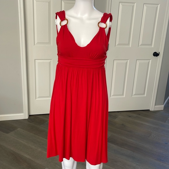 VS Vintage Red Bra Top Ruched Scoop-Neck Bust & Open Back Halter Mini Dress -XS - Picture 2 of 7